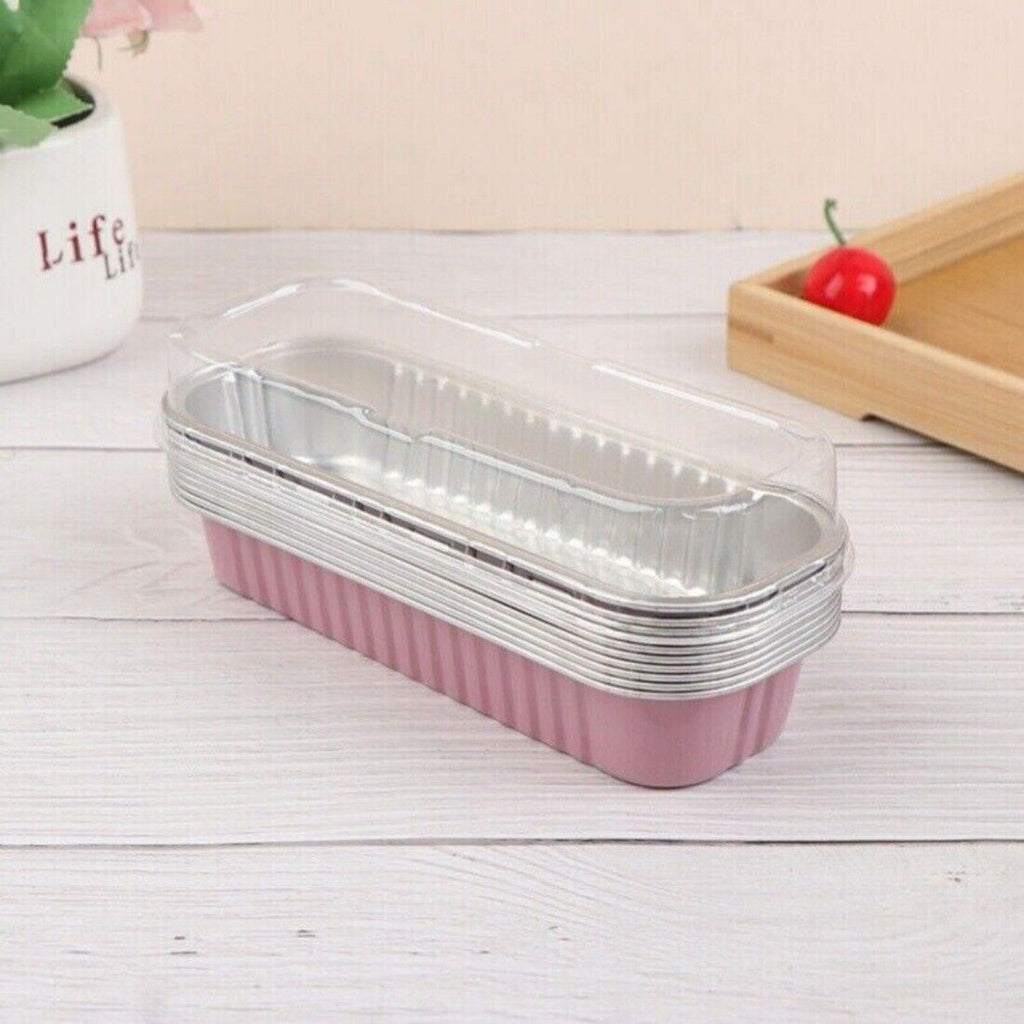 10pcs Aluminum Foil Baking Cake Box Cupcake Baking Pan Pudding Box With Lid sh