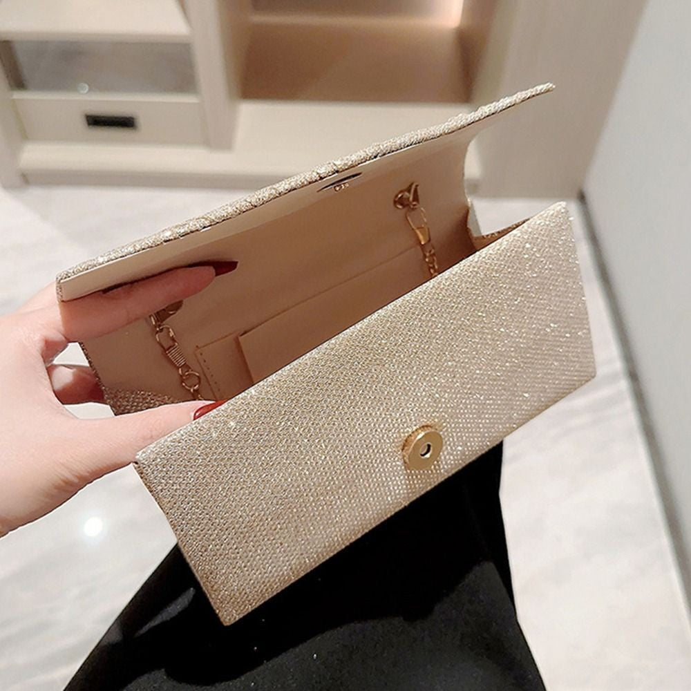Sequins Clutch Bag Gold Silver Satin Clutches Luxury Purse  Banquet