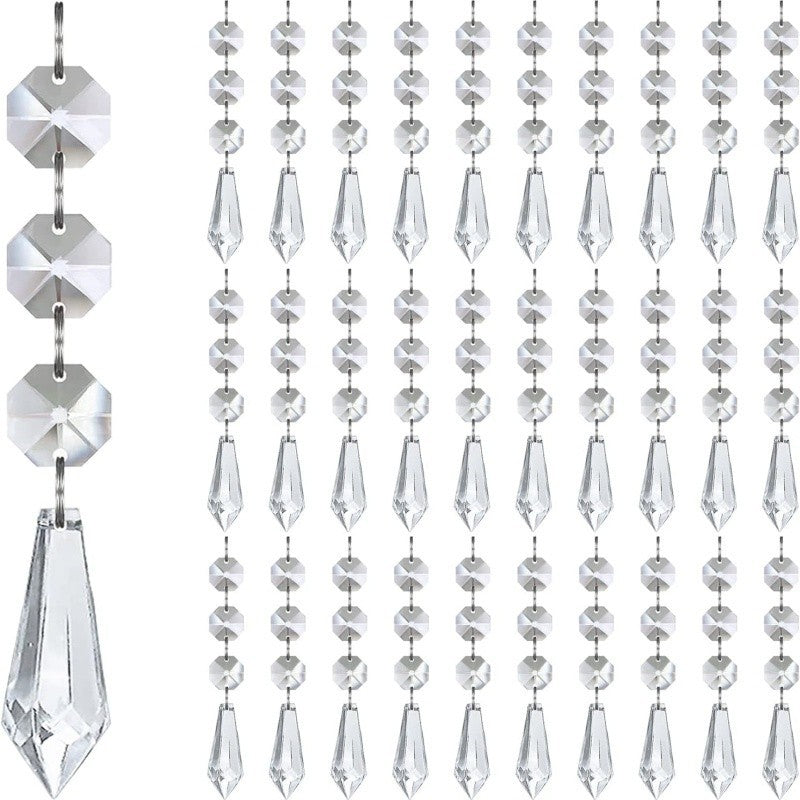 30x Snowflake Crystal Christmas Ornaments Hanging Pendants Xmas Tree Decorations