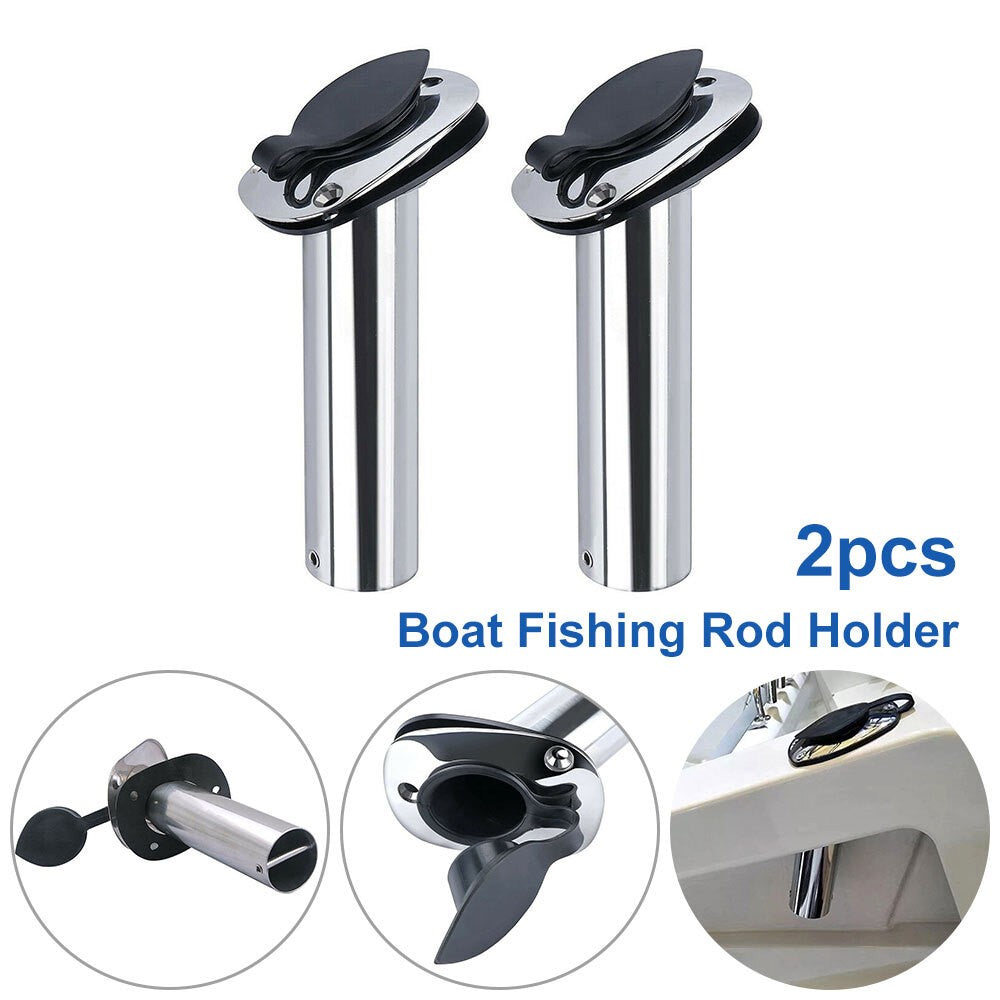 UK 2x Stainless Steel Marine Fishing Rod Holder Flush Mount 30° For Boat/Yacht