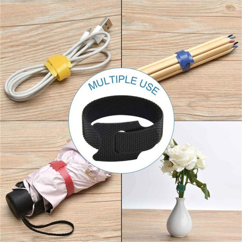 100xReusable Ties Velcros Hook and Loop Fastener Tape Ties Straps 150mm Color