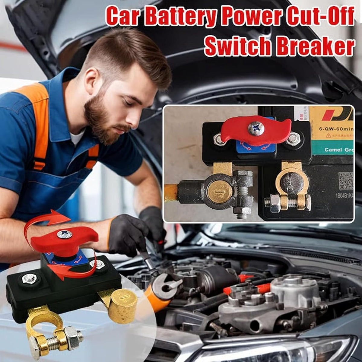 Universal Battery Disconnect Leak Protector,12v/24v Car Battery Disconnect Switc