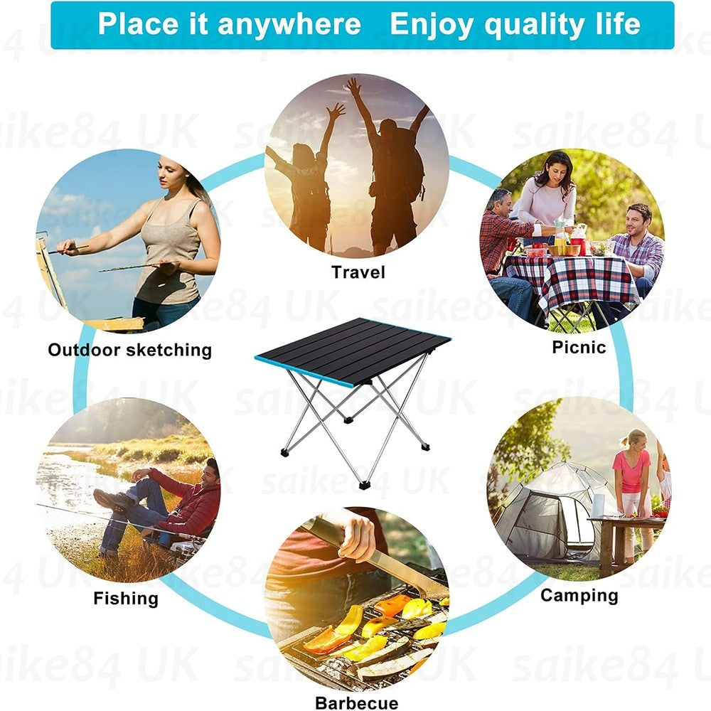 Portable Folding Aluminium Camping Table Outdoor Picnic BBQ Desk With Carry Bag