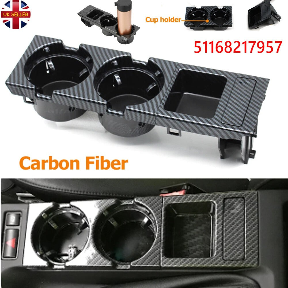 Carbon Fiber Style Center Console Cup Drink Holder For BMW 3 Series E46 99-06