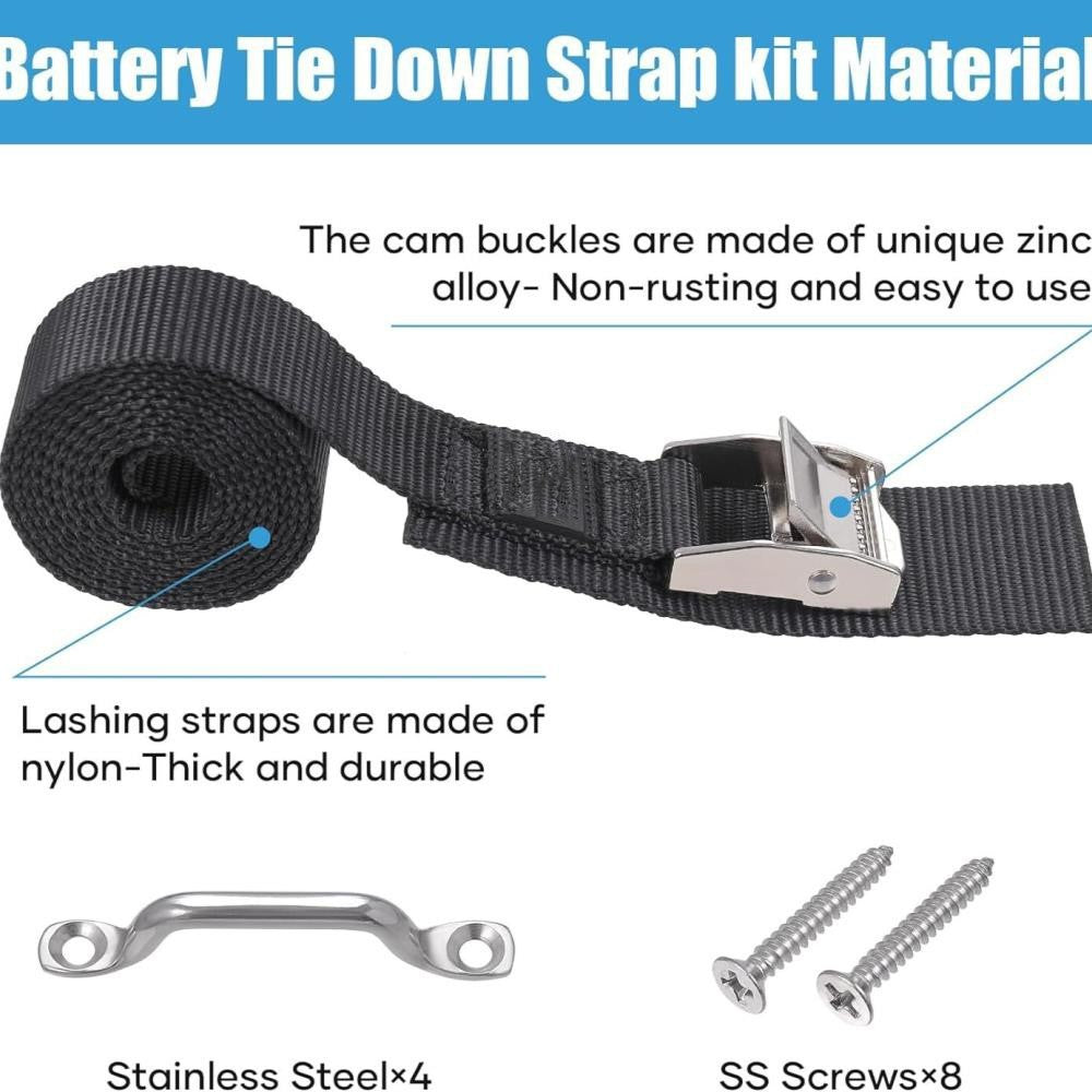 Battery Tie Down Strap Hold Down Kit 1"x 48" Cooler Tie Down Kit with Non-rust
