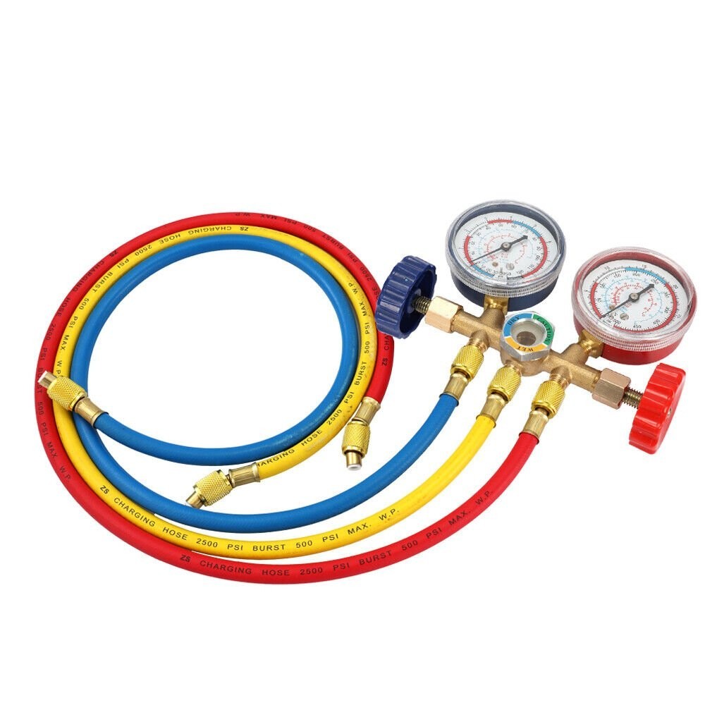 Refrigerant Manifold Gauge Set Air Conditioning Hose Diagnostic Tools R22 R134A