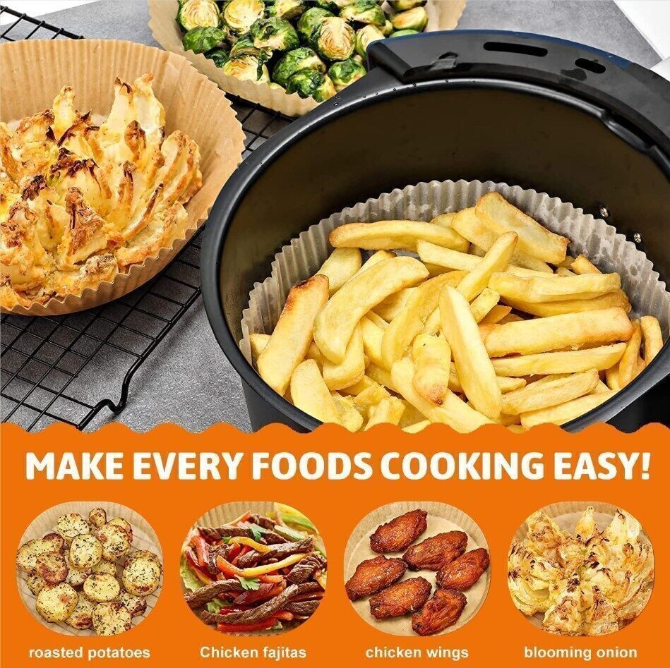 100Pcs Square Air Fryer Paper Liners Disposable Non Stick Baking Parchment UK