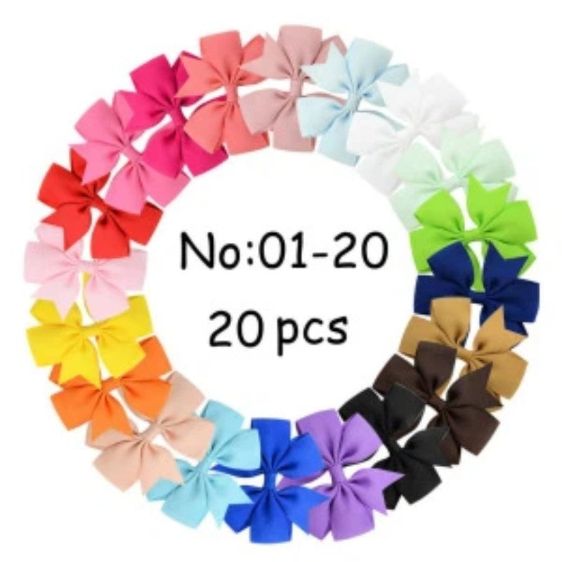 40PCS Baby Girls kids Ribbon Bow Alligator Hair Clip Cute Bows Clips School Pair