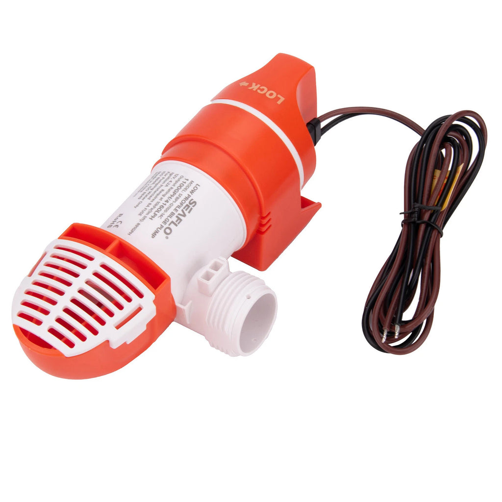 12V SEAFLO 1100GPH Bilge Water Pump Manual Low Profile Boat Marine Narrow Space~