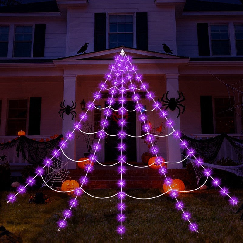 Halloween Luminous Spider Web LED Lights Garden Hanging Waterproof Decor