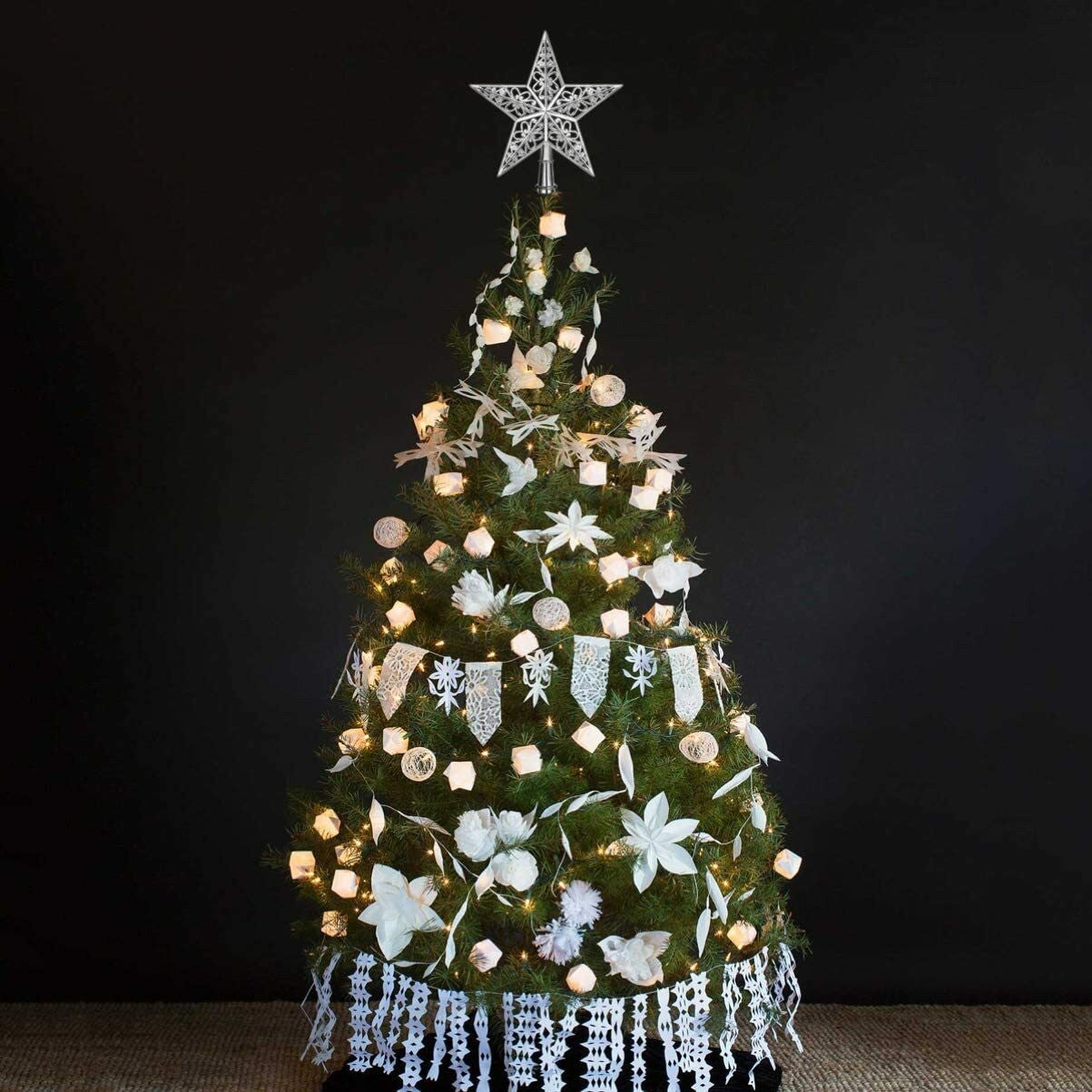 20cm Christmas Tree Topper Hollowed-out Tree Star Topper Ornaments Party Decor