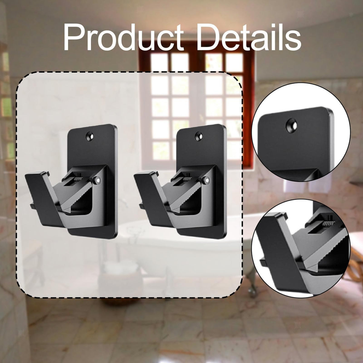 2Pcs Curtain Rod Brackets Holder Garage Living Room Bathroom Drapery