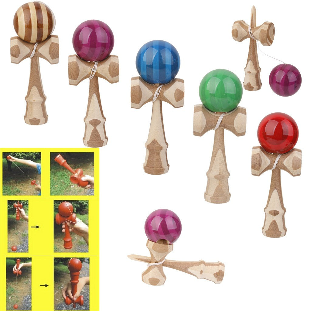 Bamboo Wooden Kendama Full Size Ball Education Traditional Japanese Game Toy