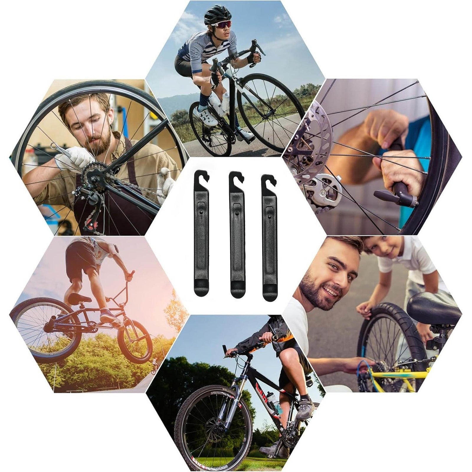 Pack of 3 Tyre Levers Plastic Durable Lightweight New Bike Cycle Tools