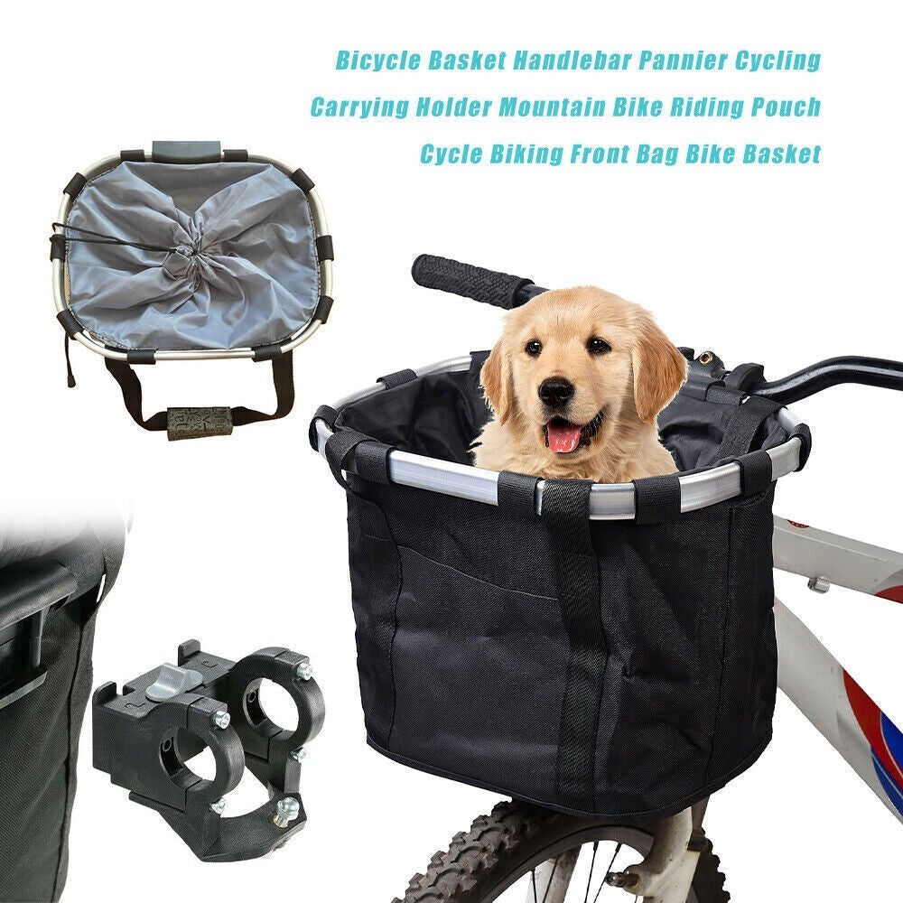 Bicycle Front Basket Foldable Bike Handlebar Bag Pet Carrier Frame Storage Pack