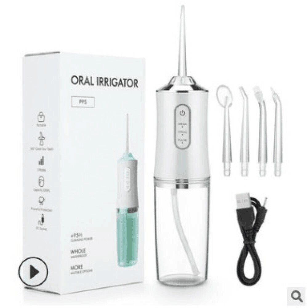 Cordless Dental Water Flosser Oral Irrigator Teeth Cleaner with Jet 4 Tips Floss