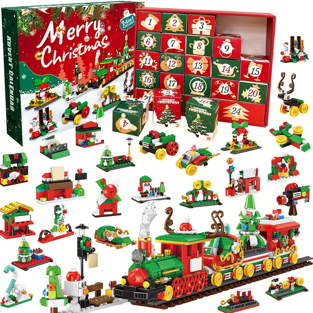 24pcs Advent Calendar 2024 Christmas Tree Building Set Boxes Countdown Block UK
