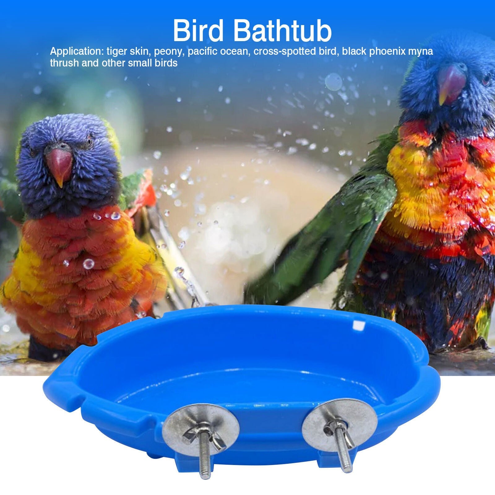Bird Bath for Cage Bird Water Bowl Budgie Bath Tub Bird Food Feeder Shower Tray