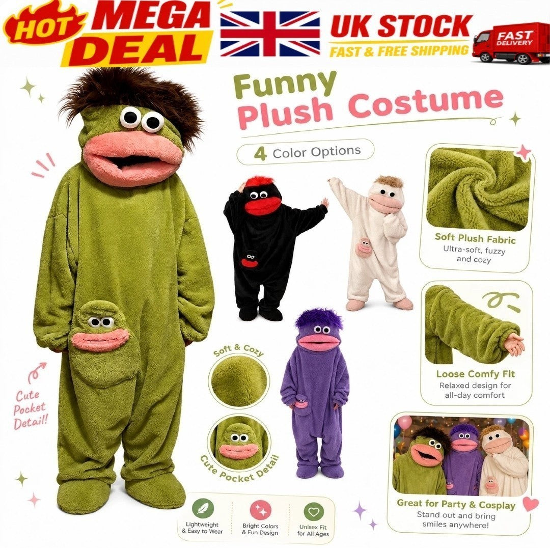 Big Mouth Monster Onesiee Funny Oversized Fleece Plush Pajamas Unisex Jumpsuit