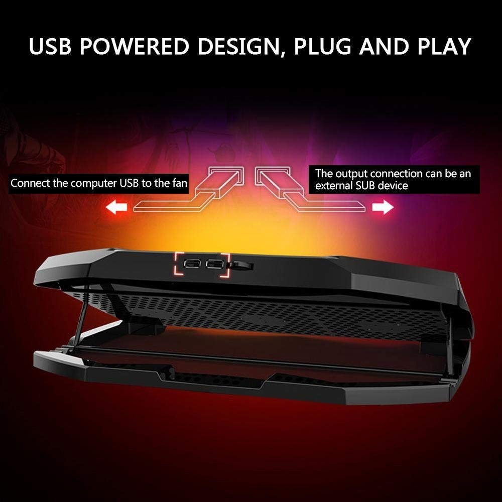 Quiet Laptop Cooler 3 Powerful Fans Gaming Cooling Mat Pad Stand Tilt 12-17" UK