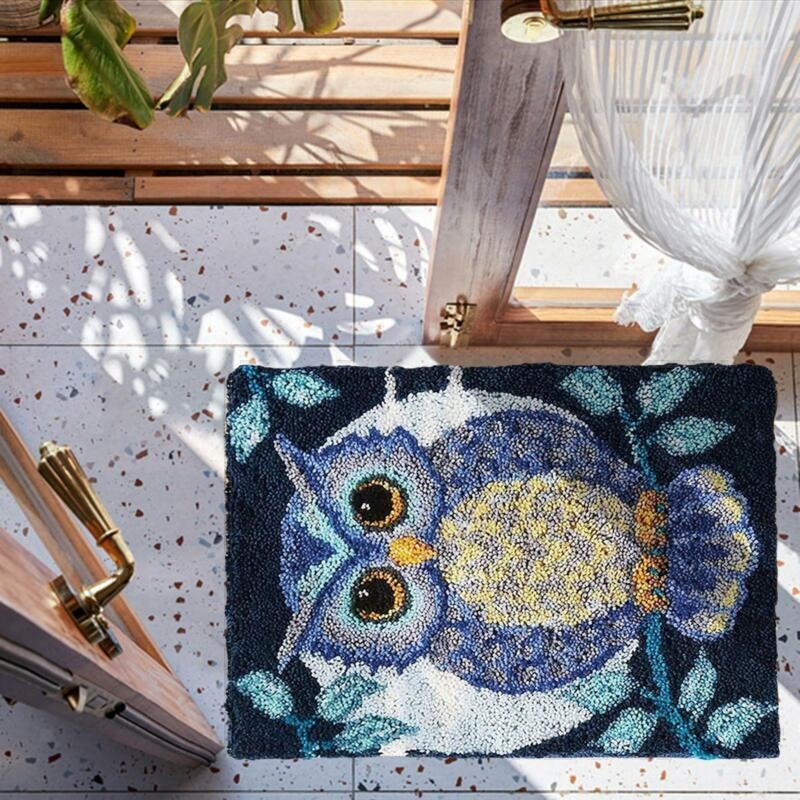 Owl Latch Hook Rug Kit Handmade Carpet Making Kit Latch Hook Kits for Adults