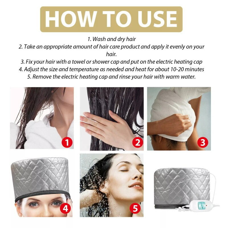 Adjustable Heating Hair Cap Steamer Reusable Thermal Treatment Hair Cap Heating