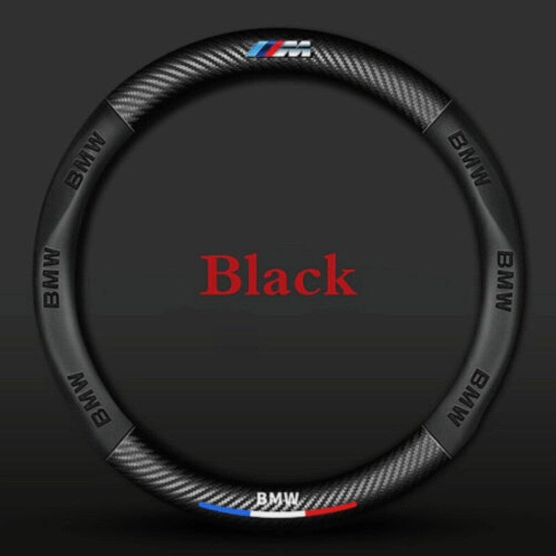 15" PU Leather+Carbon fiber Steering Wheel Cover For 1950-2026 BMW All Cars