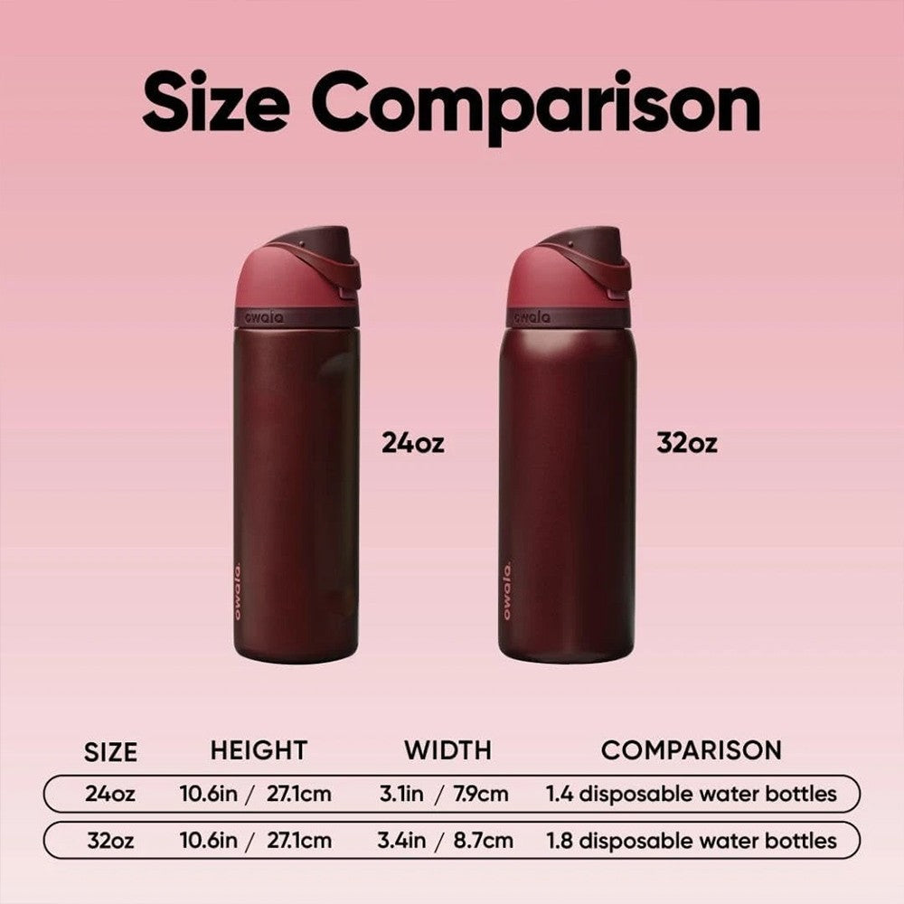 Owala Freesip 32ozInsulated Stainless Steel Water Bottle - Black Cherry