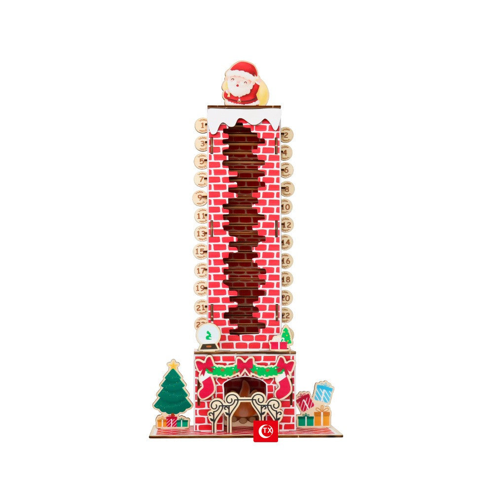 3D Santa's Chimney Advent Calendar, 24 Detachable Christmas Tabletop Decoration