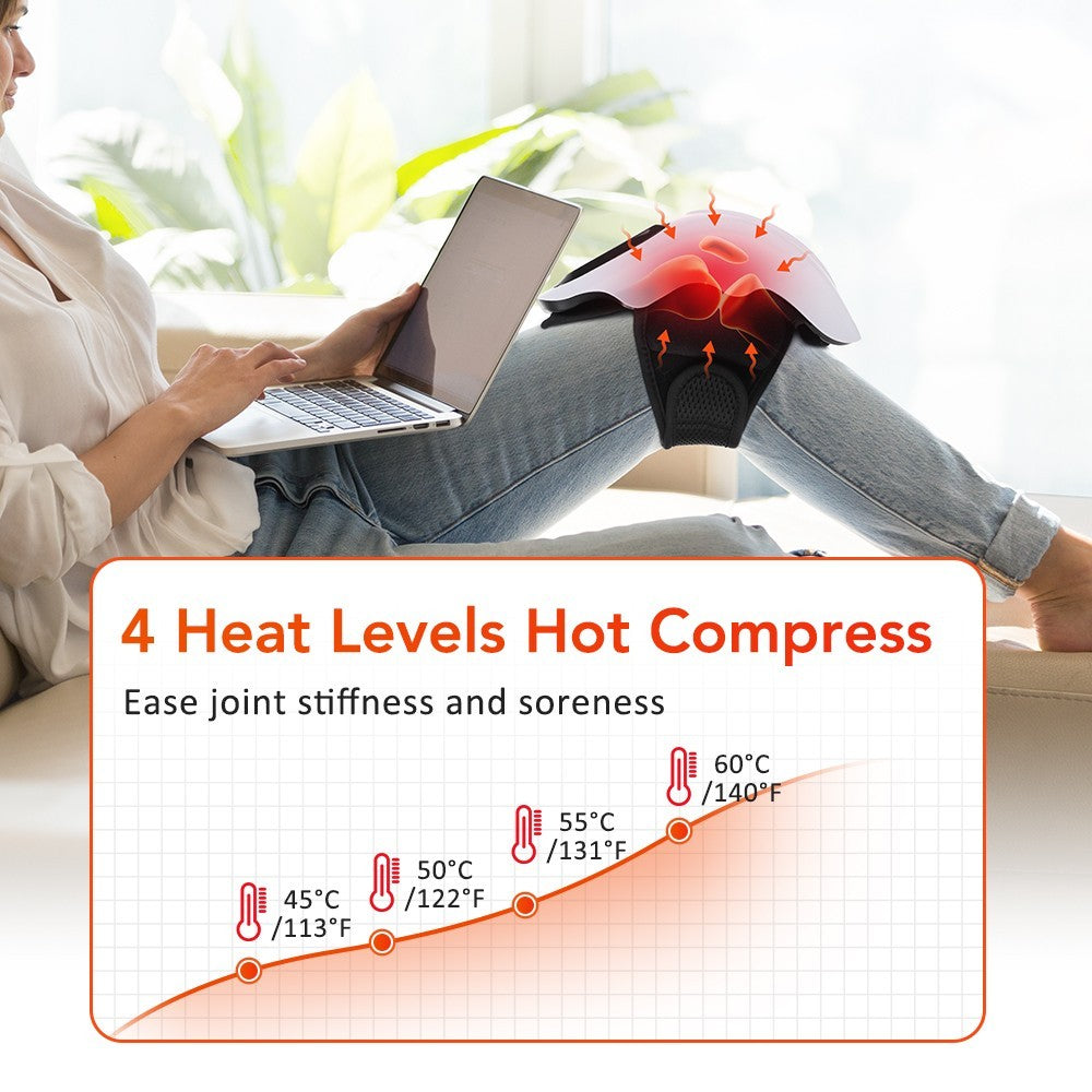4-in-1 Cordless Knee Massager with Heat Vibration Red Light Therapy Pain Relief