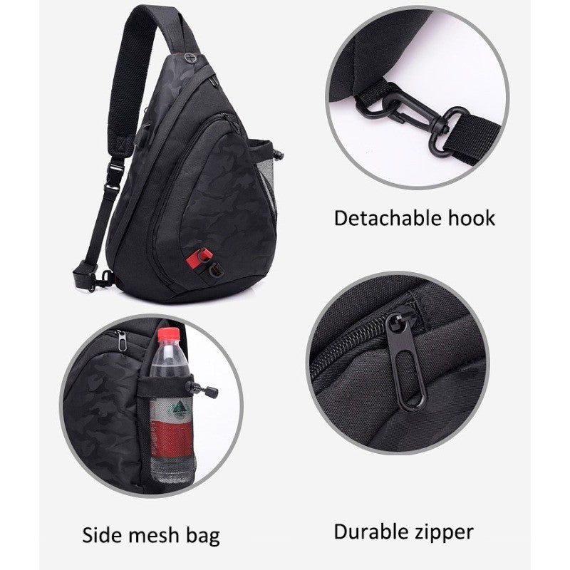 Men's Large Sling Bag Cross Body Water-resistant Gym Travel Chest Pack