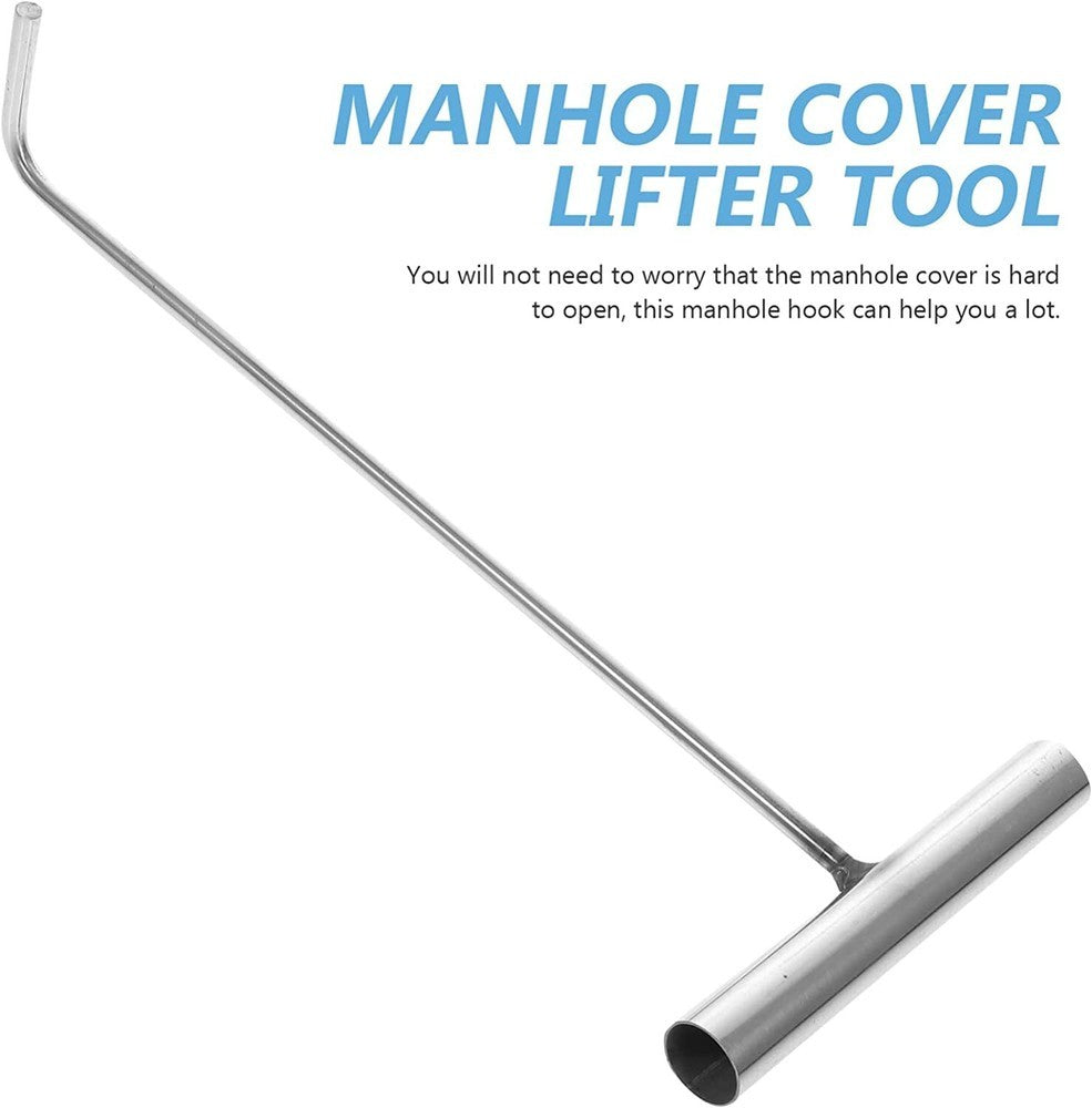 T-hook Drain Hooks Manhole Lid Handy Lifting Tool Grate Ditch 38cm
