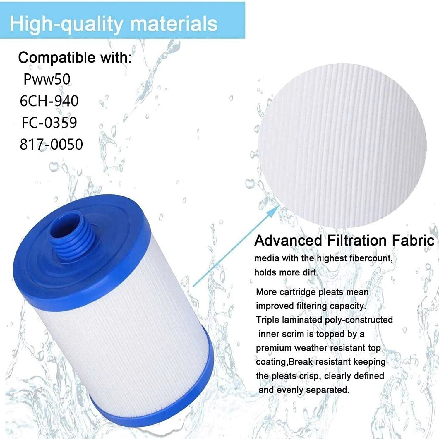 2-6X Compatible Filter PWW50 SPA Hot Tub Filters 6CH-940 Superior Spas Pool Tool