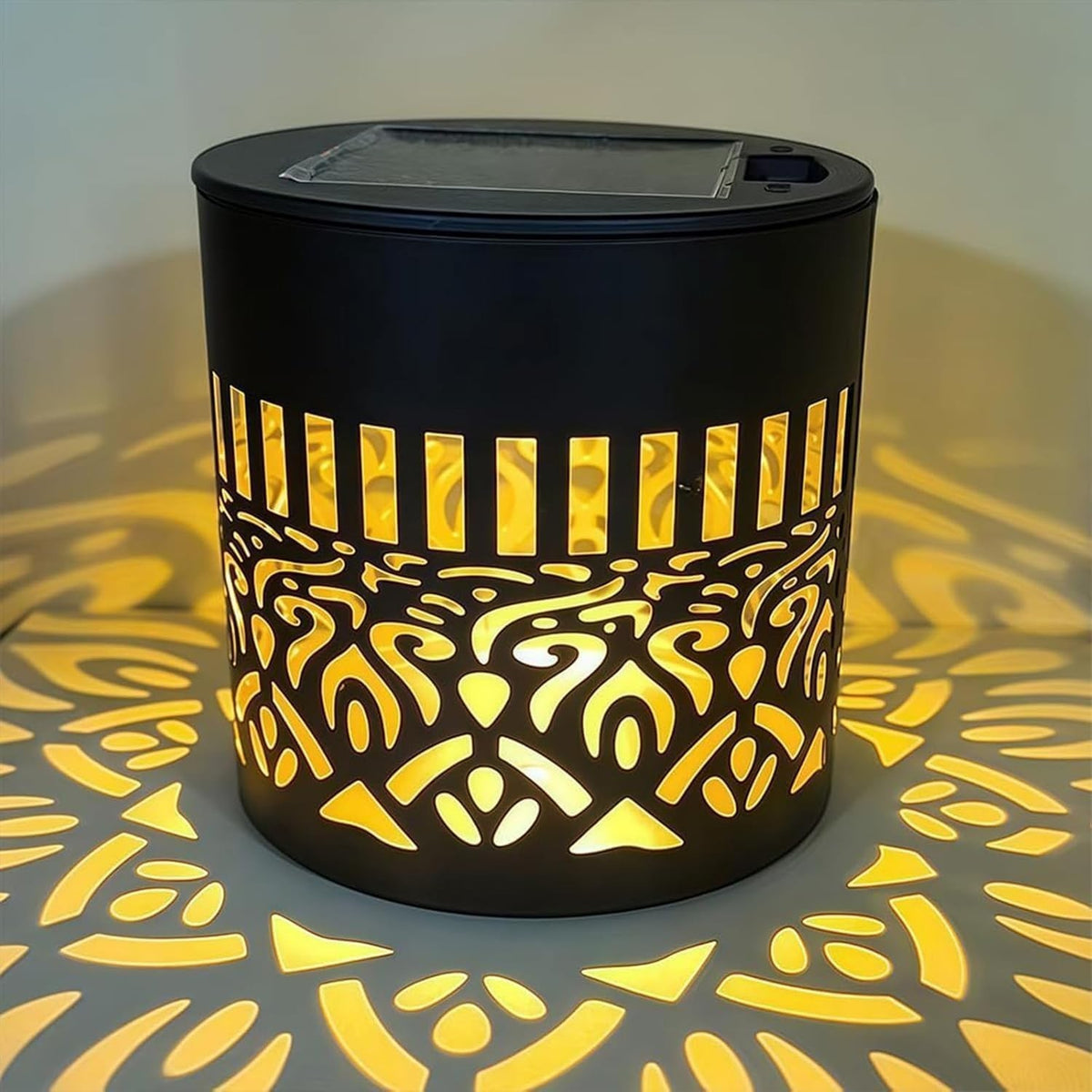 Solar Mandala Wall Light Outdoor Garden Fence Projector Lamp Patio Ambient Decor