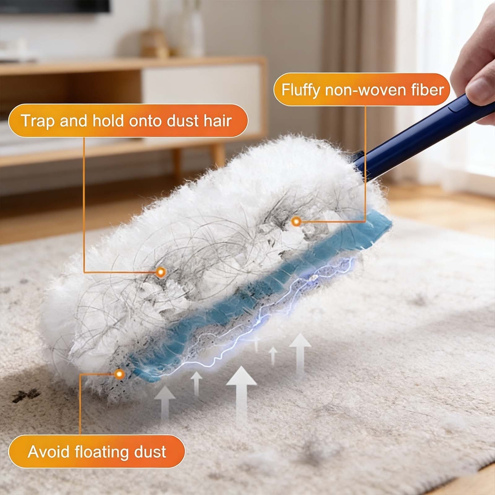 Flash Dust Magnet Fluffy Duster Kit with Extendable Long Handle + 50 Refills