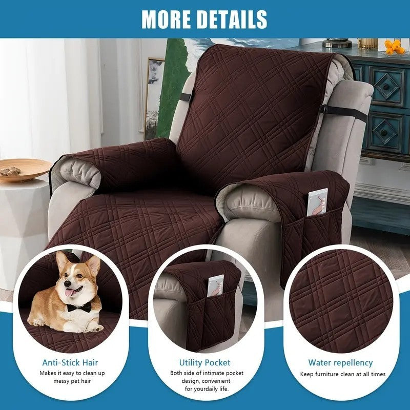 Waterproof Recliner Chair Sofa Covers with Pocket Reversible Slipcover Protector