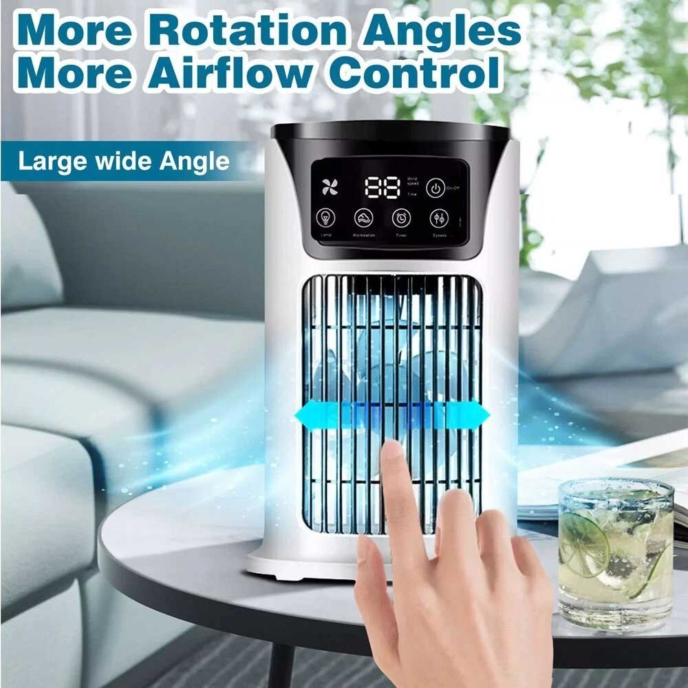 6-Speeds Portable Air Cooler Fan 300ML Tank Ice Cold Cooling Conditioner UK