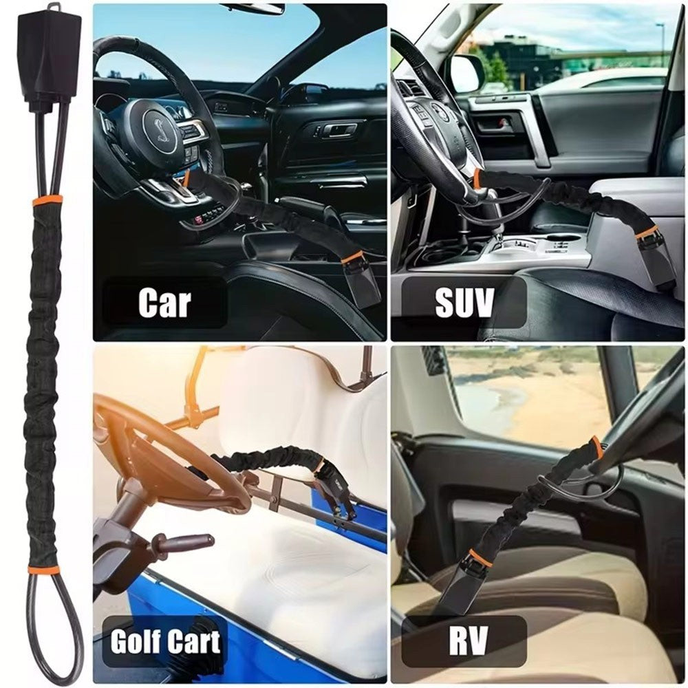 Seat Belt Lock Steering Wheel Lock Car Security Anti Theft Device Steel & 3Keys