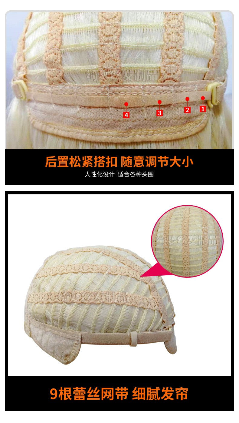 Stylish Silver-white Side-parted Long-bang Short Straight Wig for Ladies