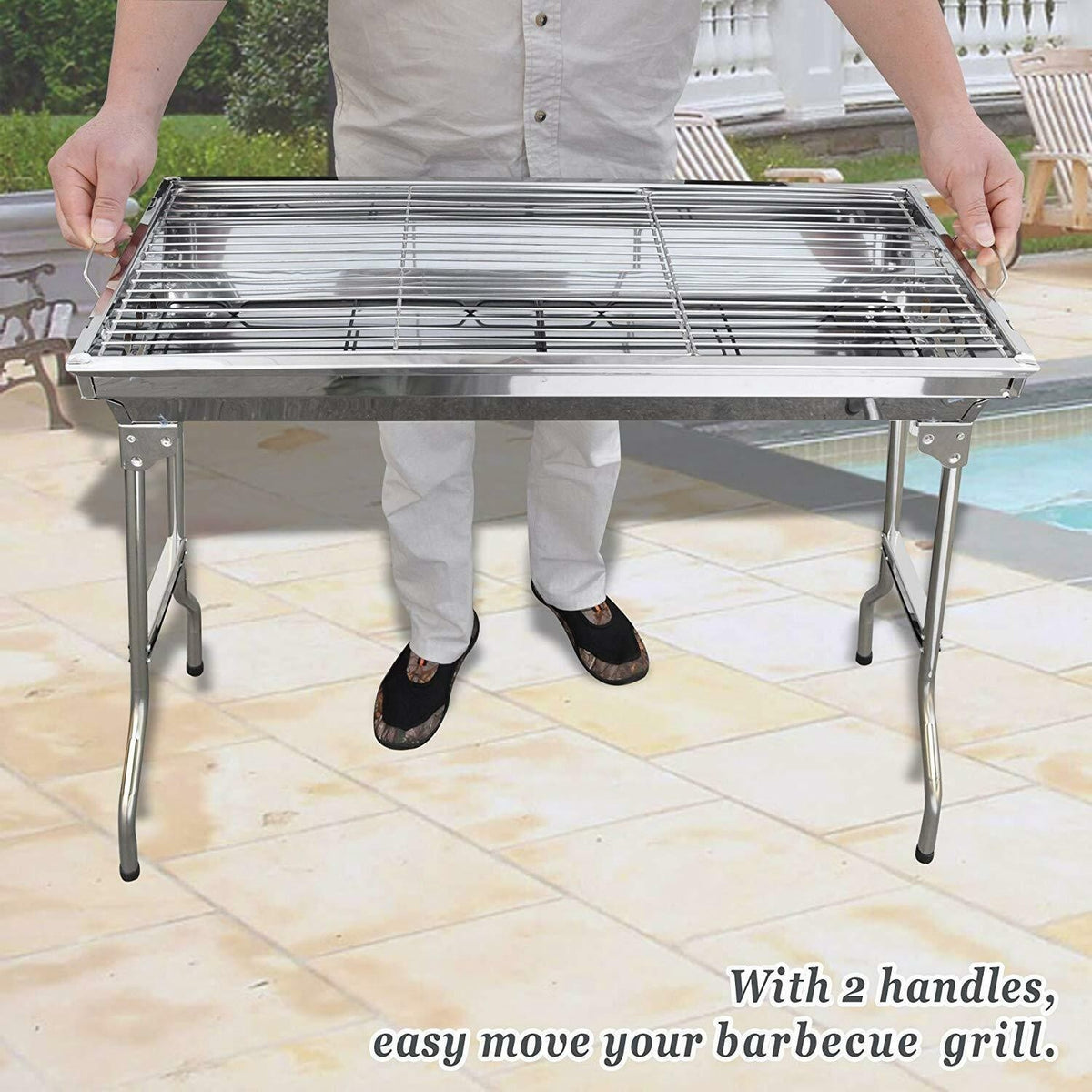 STAINLESS STEEL PORTABLE FOLDABLE BBQ CAMPING GRILL STOVE PICNIC TRAVEL FOLD
