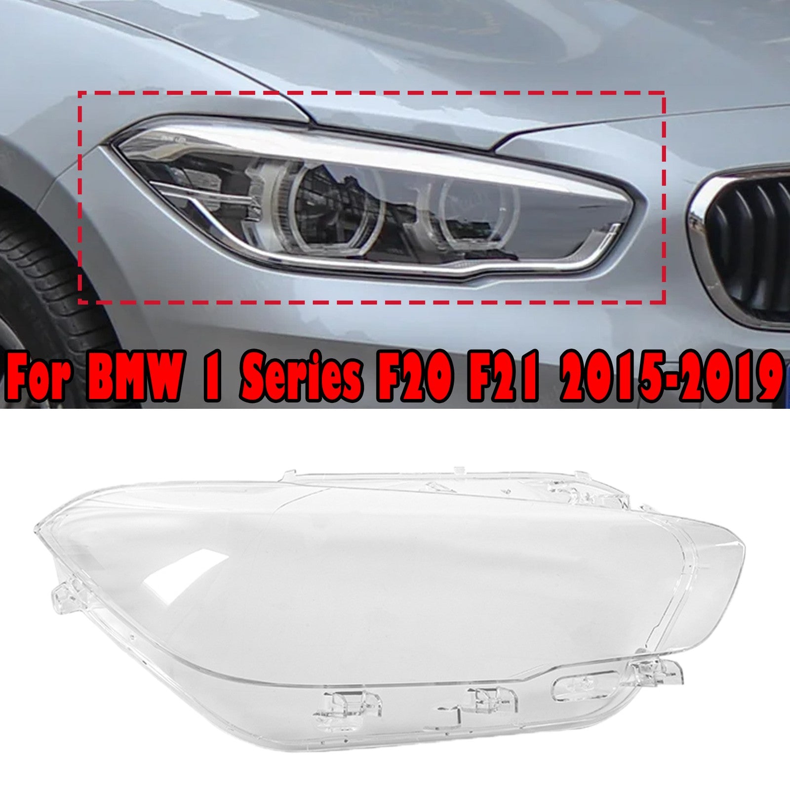 For BMW 1 Series F20 F21 15-19 LCI Front Headlight Lens Cover Right Driver Side