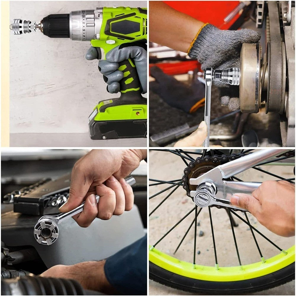 2PCS Adjustable Socket Wrench Set 3/8" Drive Socket Adapter  Universal Tool