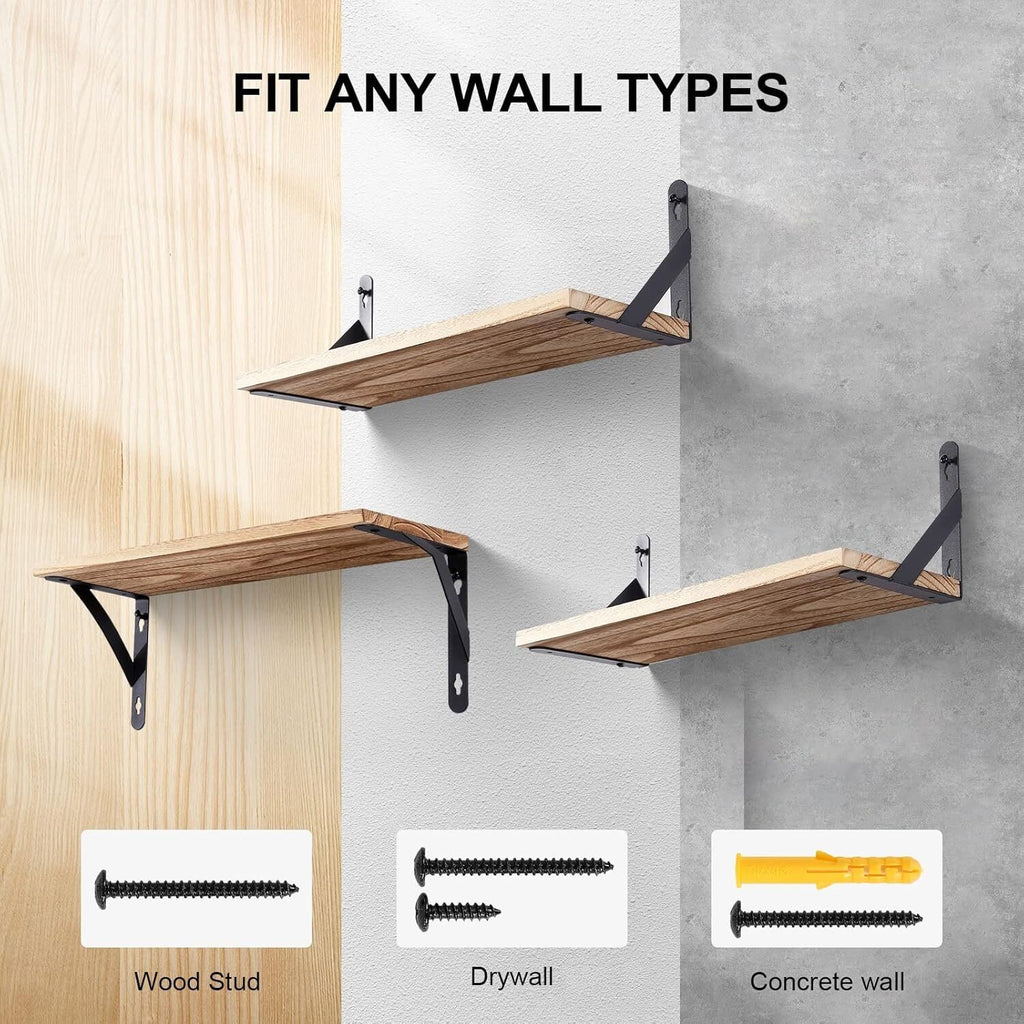 2PCS Floating Shelves Wooden Wall Mounted Display Storage Hold Rustic Industrial