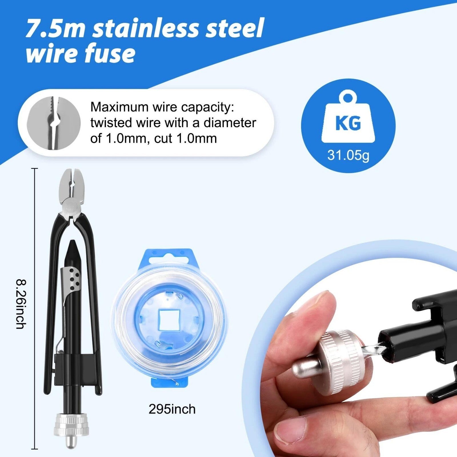 6inch Aircraft Safety Wire Twisting Pliers Set Lock Twister Tool / 15M