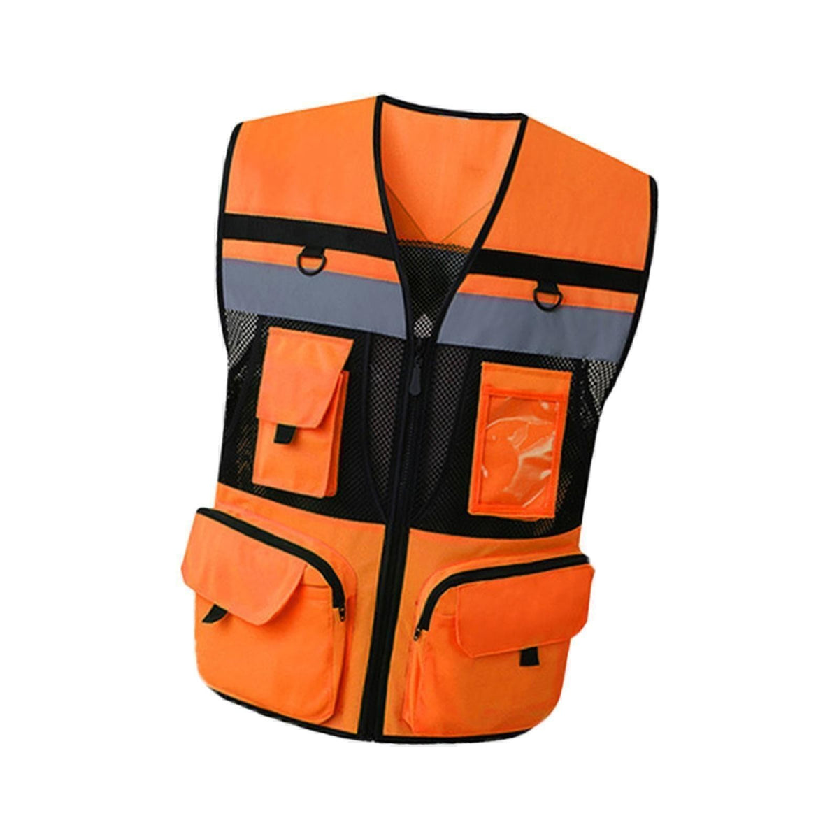 HI VIS VIZ VEST HIGH VISIBILITY WORK WAISTCOAT WITH PHONE & ID POCKETS Orange UK