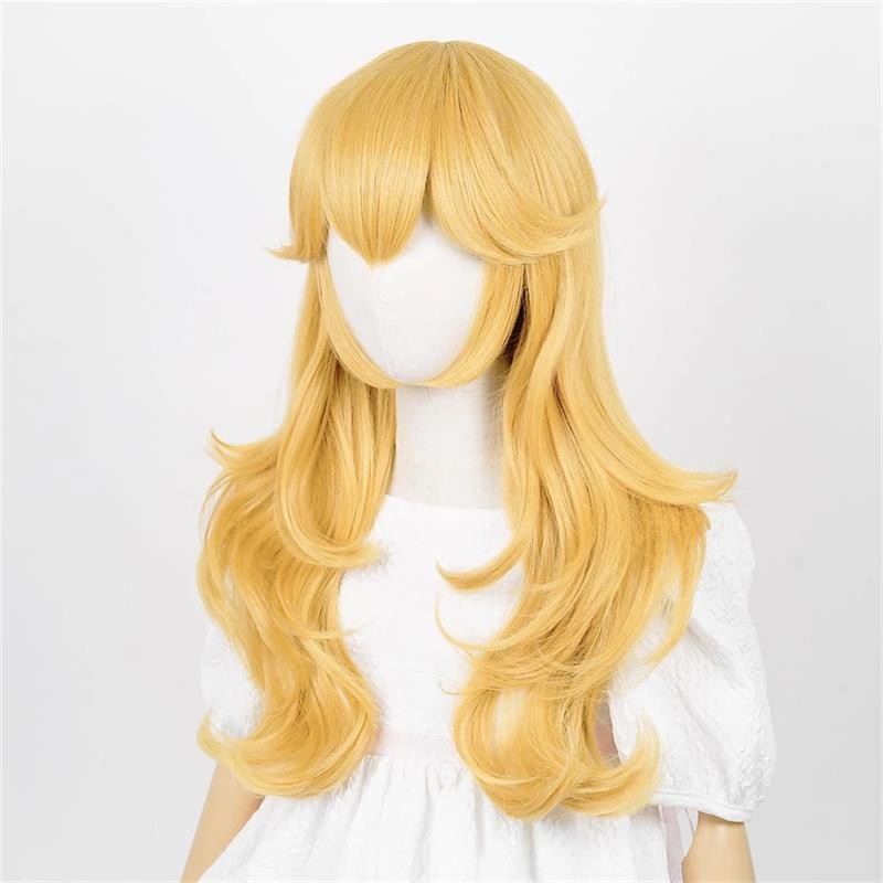 Mario Peach Blossom Princess cosplay wig long hair and crown headpiece