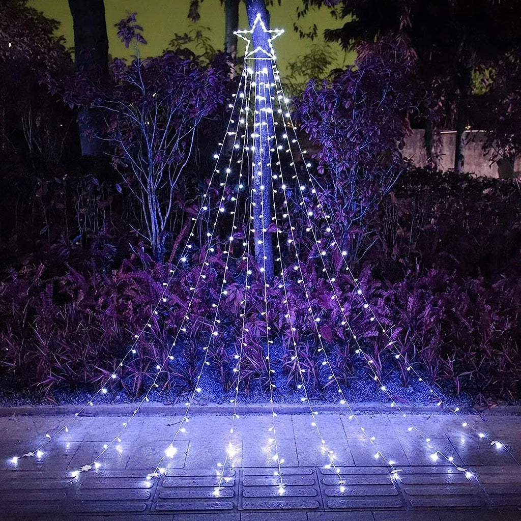 3m Waterfall Christmas Tree Lights 292 LED Solar USB Rechargeable Remote Control