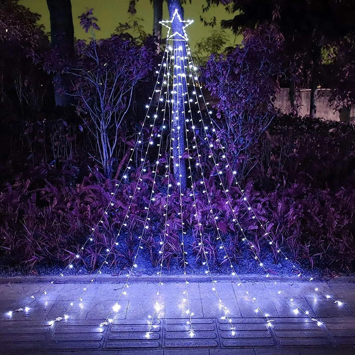 3m Waterfall Christmas Tree Lights 292 LED Solar USB Rechargeable Remote Control
