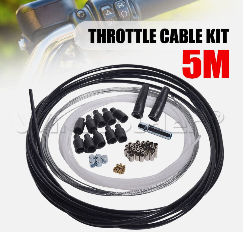 Motorcycle 5m DIY Throttle Cable Repair Kit with Nipples Ferrules for Pit Bike