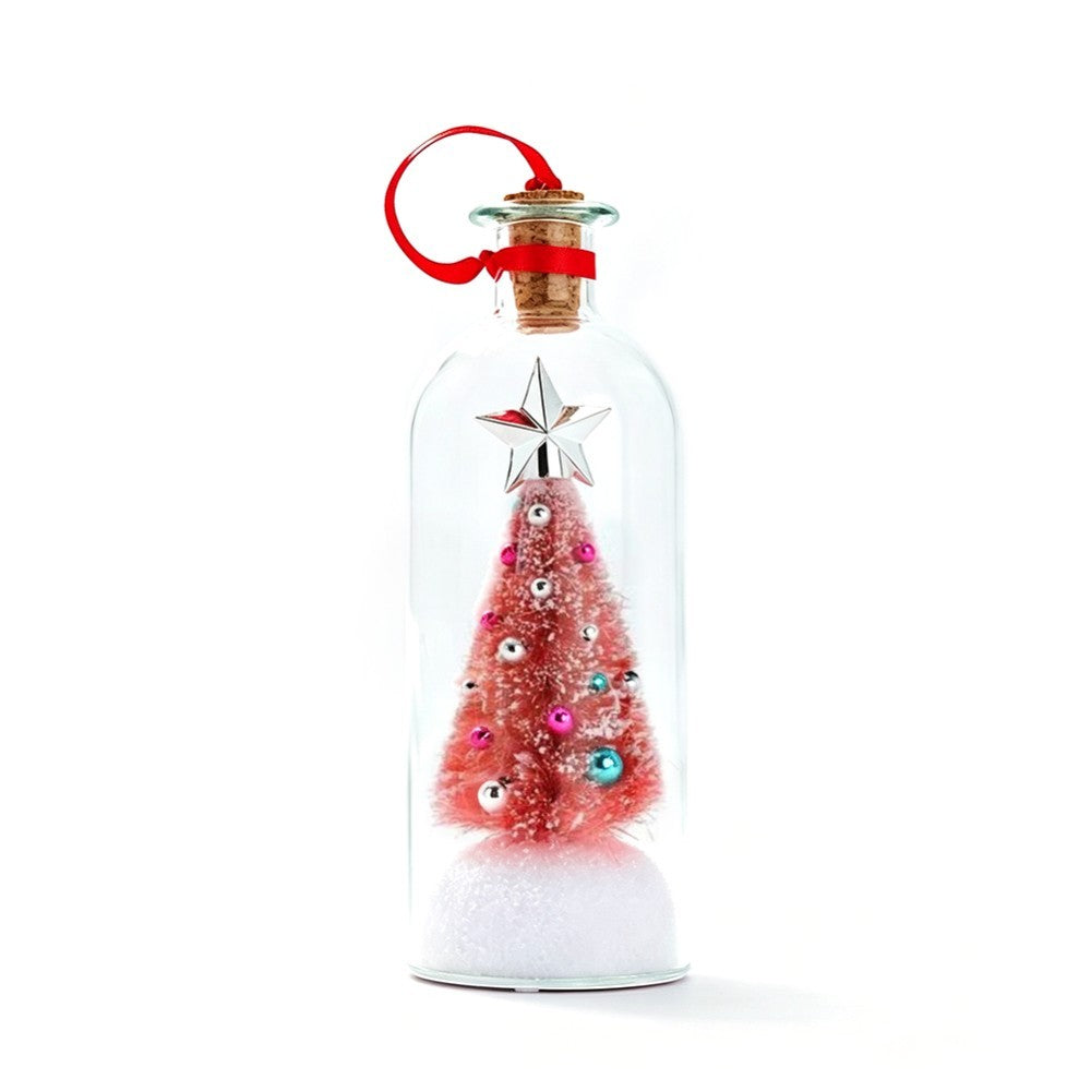 Christmas Tree Message in a Bottle with LED Voice Recording Message Arylic Decor